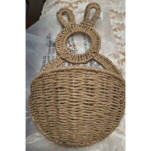 Bunny Rabbit Shaped Wicker Wall Basket Easter Basket Spring Home Decor-NWOT